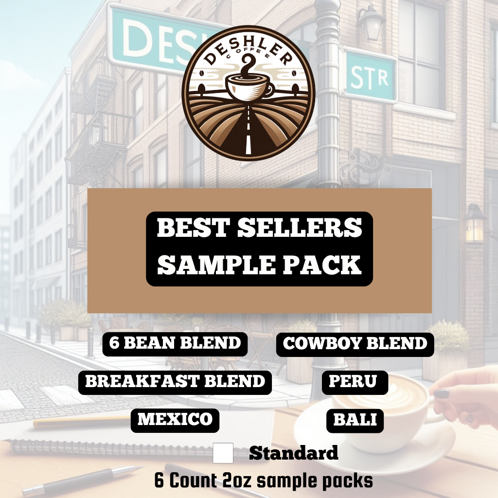 Best Sellers Sample Pack – 6Bean, Cowboy, Breakfast, Peru, Mexico, Bali Coffee Blends & Single Origins (2oz)